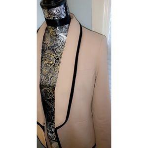 Beige and black trim blazer